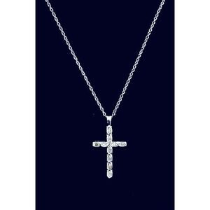 Dainty Sterling 925 Silver & Cz Cross & 18” Sterling Chain